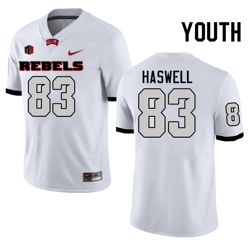 Youth #83 Cooper Haswell UNLV Rebels College Football Jerseys Stitched-White